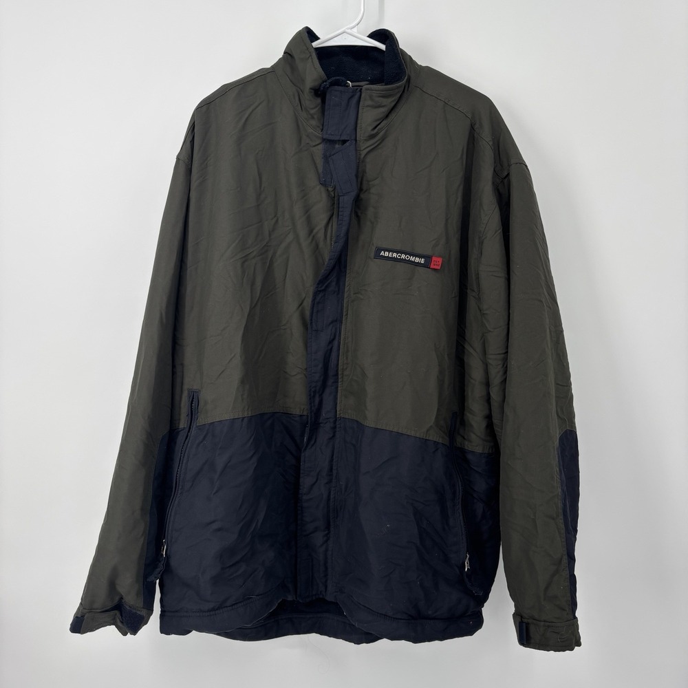 Abercrombie &‎ Fitch Army Green Jacket Men's Size Large Zip Up Vintage Y2K
